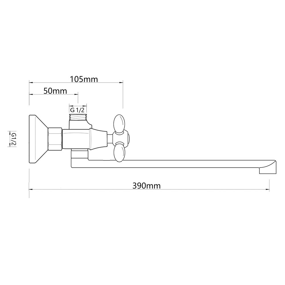 СоюзКран Смеситель для ванны с душем, прямой излив 30см, кер. кр-б. 1/2, цинк, хром/белый SK08-P243, арт.№ 567-169