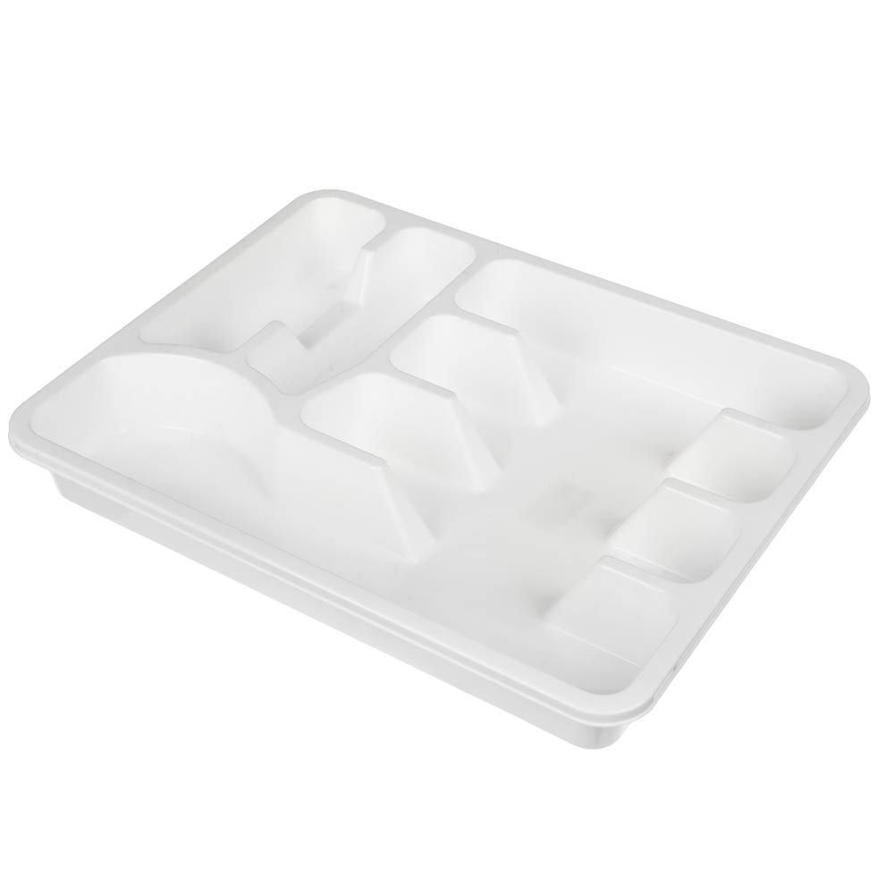 Лоток для столовых приборов, 6 секц., 38x30x5,5см, 2 цвета: белый, серый, арт.№ 485-152