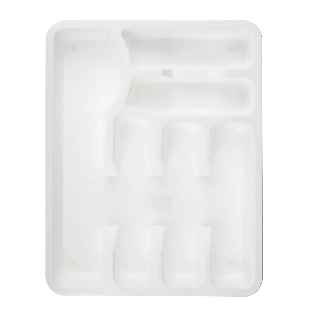 Лоток для столовых приборов, 6 секц., 38x30x5,5см, 2 цвета: белый, серый, арт.№ 485-152