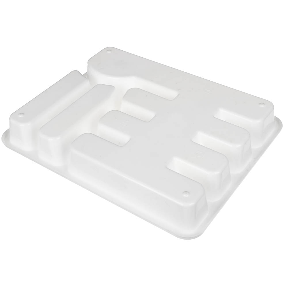 Лоток для столовых приборов, 6 секц., 38x30x5,5см, 2 цвета: белый, серый, арт.№ 485-152