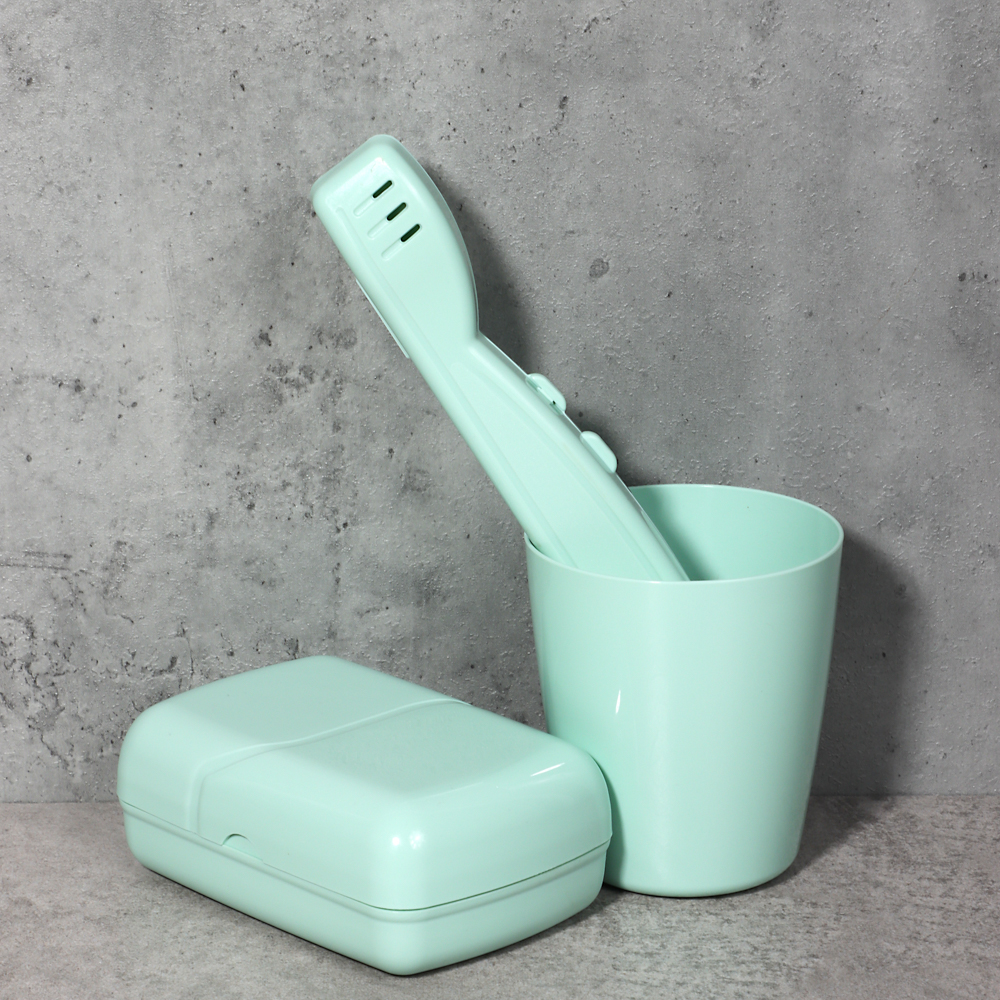 Стакан для ванной комнаты, Волна, 85х75, пластик, мятный, арт.№ 463-452