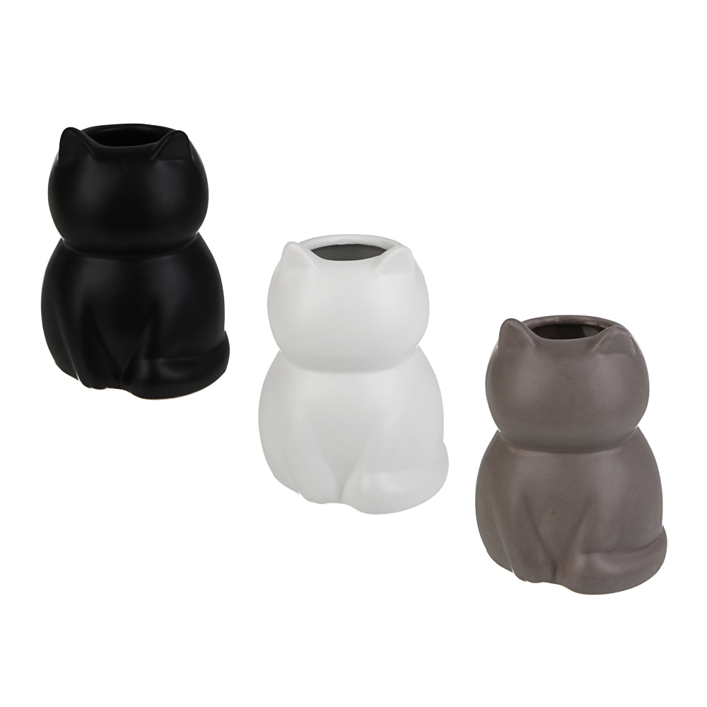 Ваза тм LADECOR "Котик", 11,5 см, керамика, 3 цвета, арт.№ 502-228