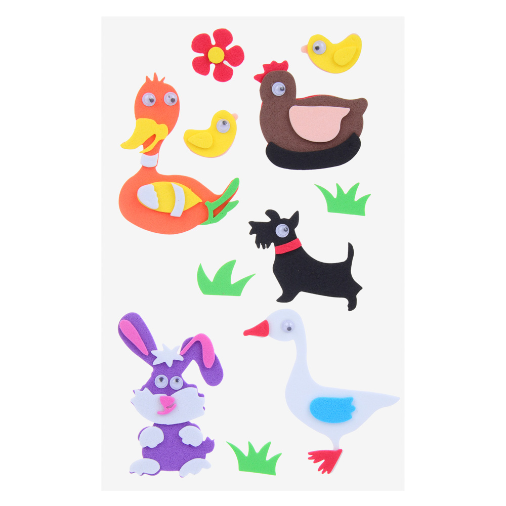 Fntastic Набор наклеек декоративных, 22x12,5 см, ПЕВА, животные, 12 дизайнов, арт.№ 503-020