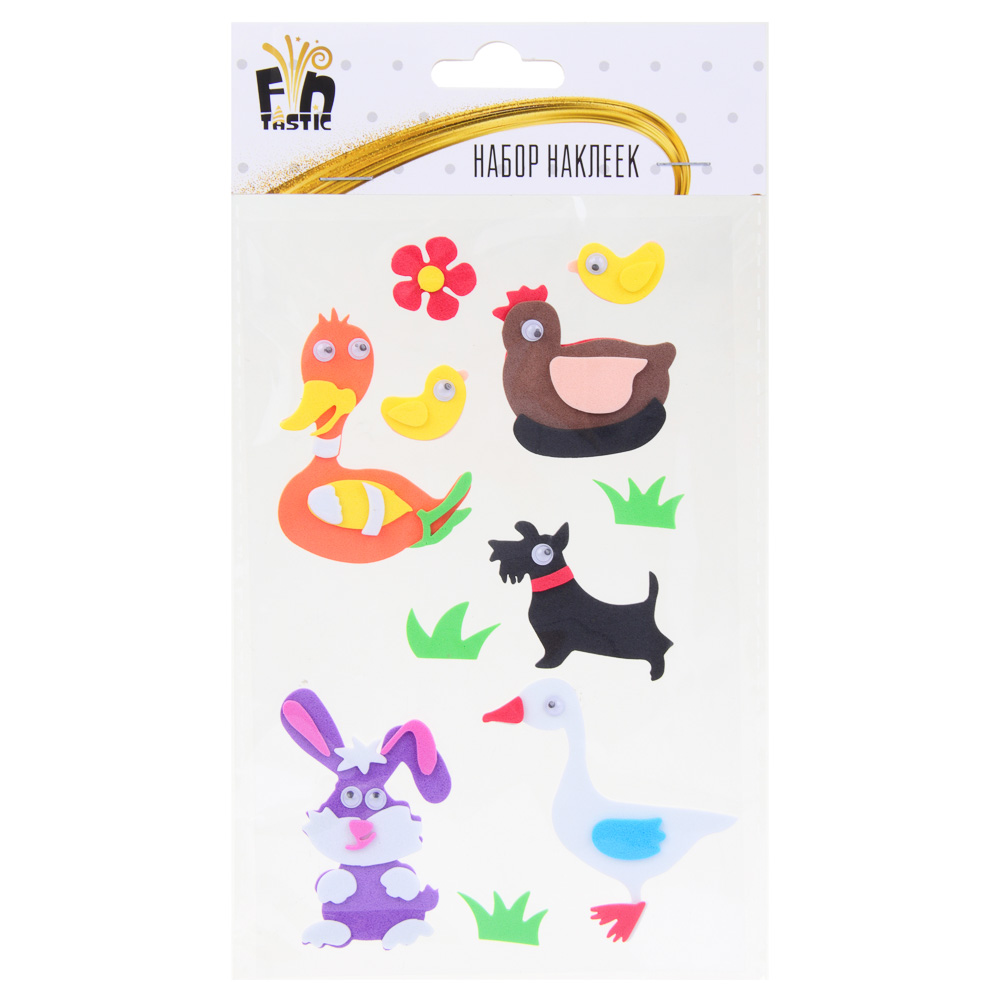 Fntastic Набор наклеек декоративных, 22x12,5 см, ПЕВА, животные, 12 дизайнов, арт.№ 503-020