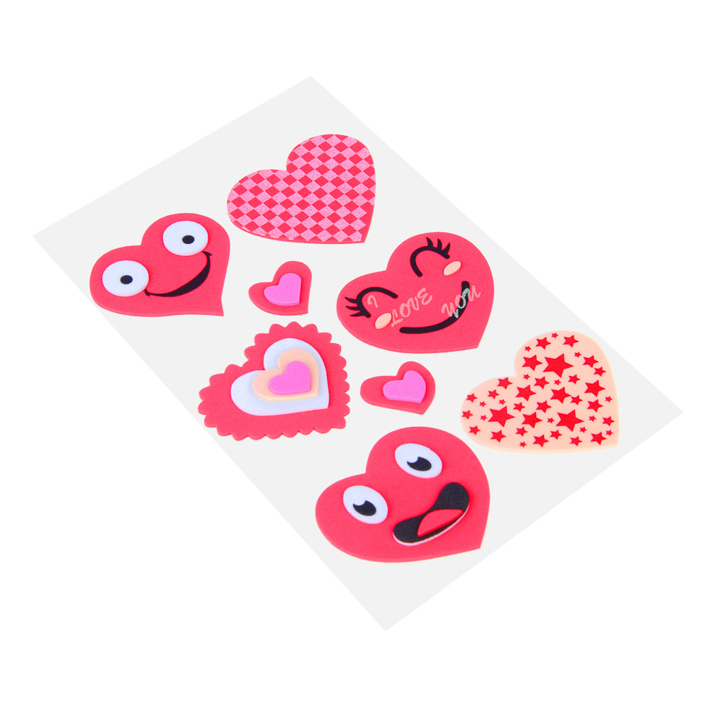 Fntastic Набор наклеек декоративных, 22x12,5 см, ПЕВА, сердечки, 5 дизайнов, арт.№ 503-021