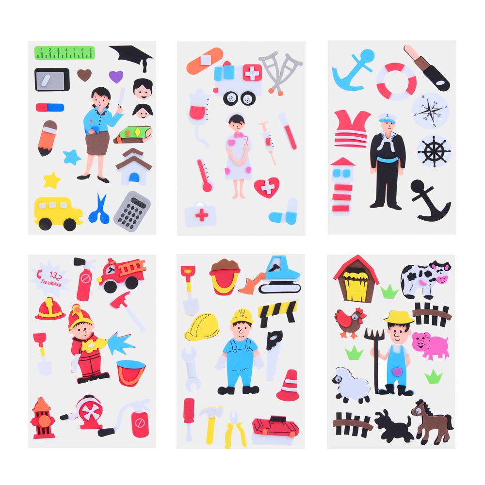 Fntastic Набор наклеек декоративных, 22x12,5 см, ПЕВА, профессии, 6 дизайнов, арт.№ 503-022