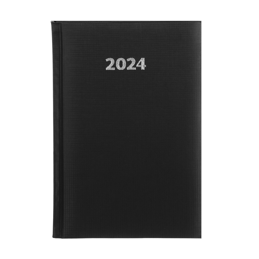 Ежедневник на 2024 "ТЕКСТУР" А5, 352 стр., тв.обл.с поролоном, фактурный бумвинил, черный, арт.№ 572-121