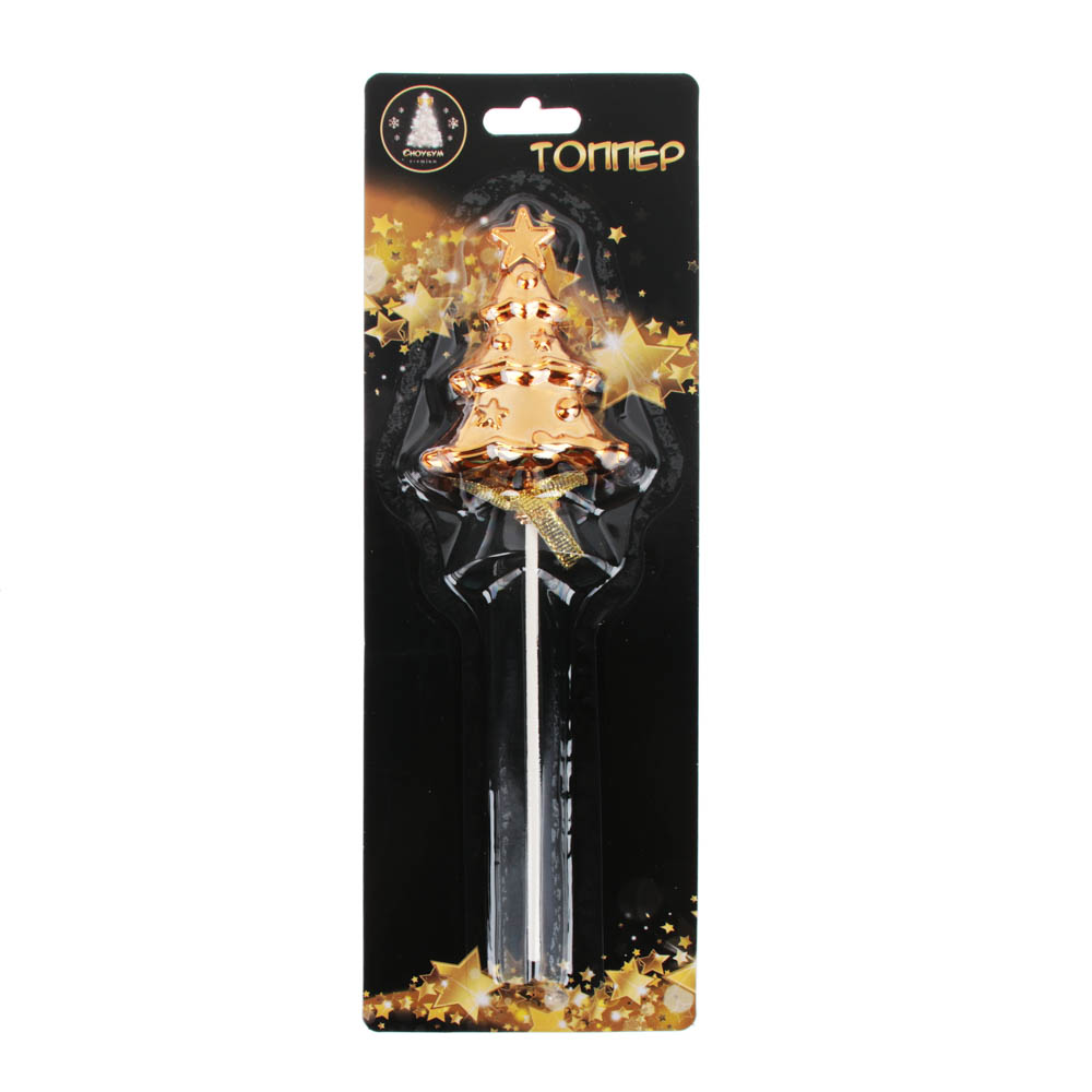 СНОУ БУМ Топпер Елочка, бумага, пластик, 21см, 2022, 3 цвета, арт.№ 393-257