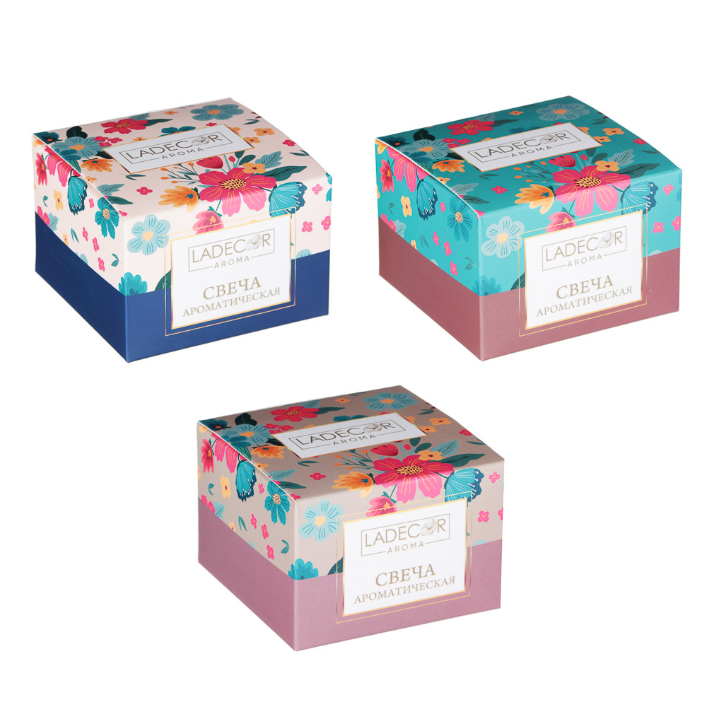 LADECOR Свеча ароматическая с декором, парафин, 6 видов, арт.2, арт.№ 508-648