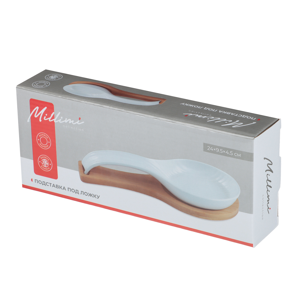 Подставка под ложку тм MILLIMI, 24х9,5х4,5см, фарфор, бамбук, арт.№ 816-276