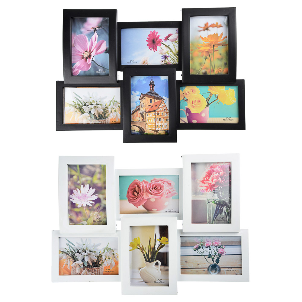 Фоторамка на 6 фотографий объемная, пластик, 46х32см, 2 цвета, арт.17-03, арт.№ 520-352