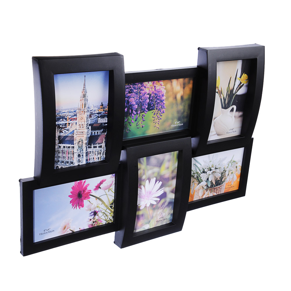 Фоторамка на 6 фотографий объемная, пластик, 46х32см, 2 цвета, арт.17-03, арт.№ 520-352