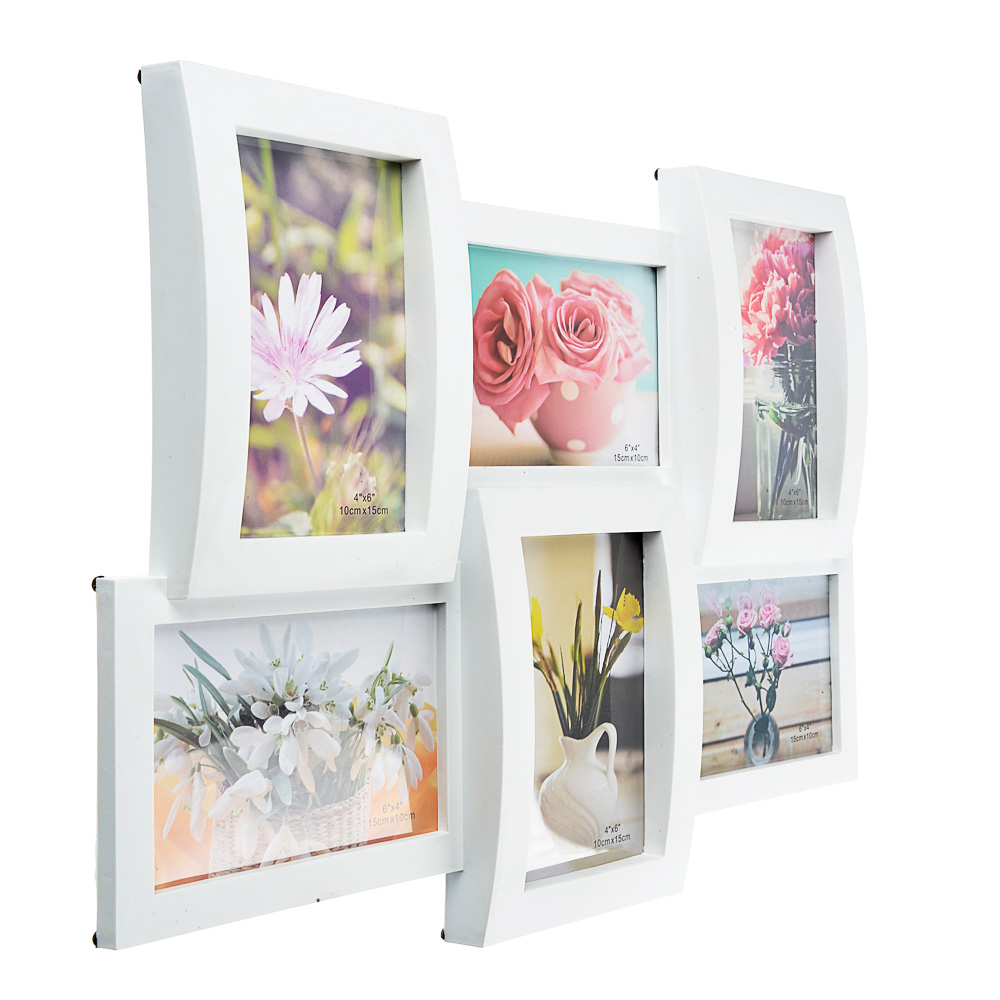 Фоторамка на 6 фотографий объемная, пластик, 46х32см, 2 цвета, арт.17-03, арт.№ 520-352