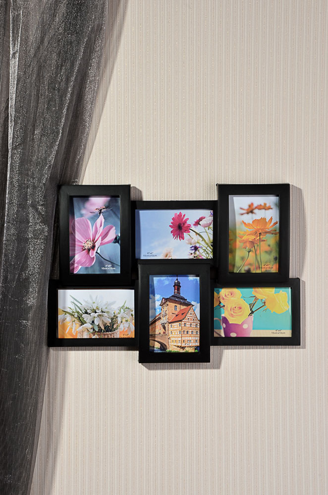 Фоторамка на 6 фотографий объемная, пластик, 46х32см, 2 цвета, арт.17-03, арт.№ 520-352