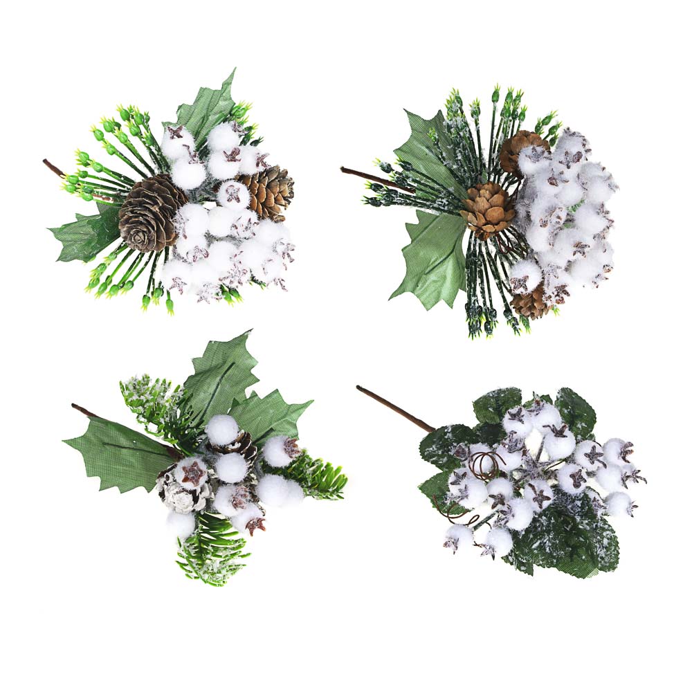 СНОУ БУМ Украшение декоративное в виде веточки, пластик, 16x9см, 4 вида, арт.№ 353-092