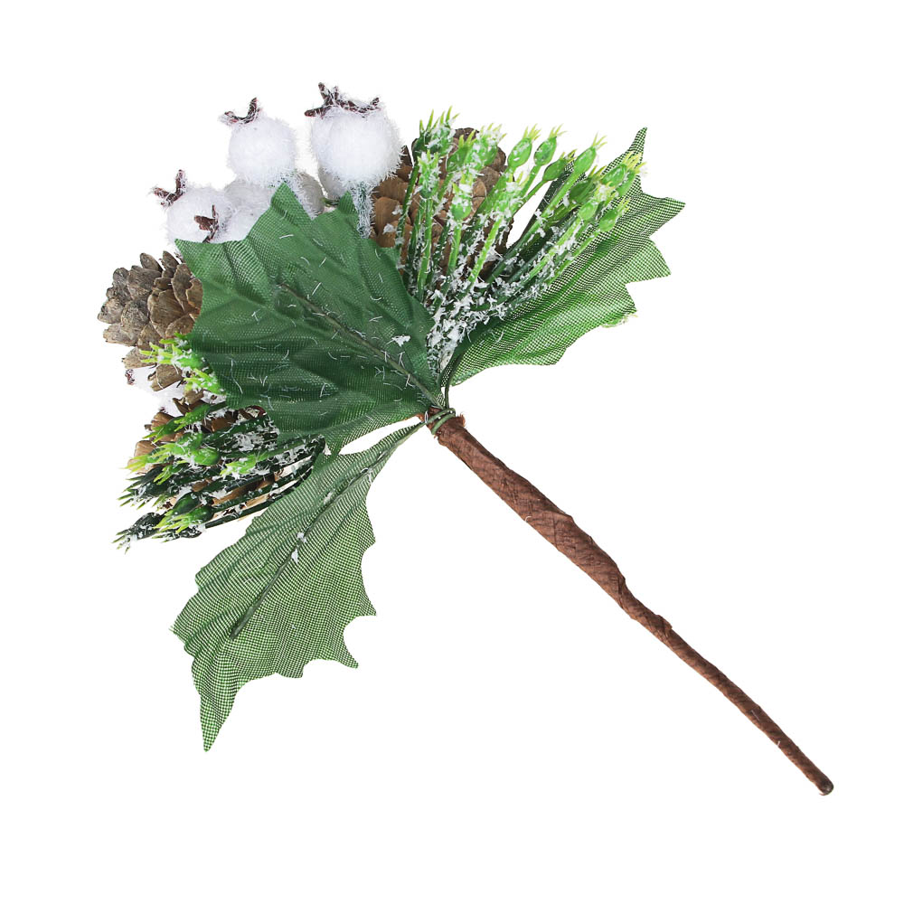 СНОУ БУМ Украшение декоративное в виде веточки, пластик, 16x9см, 4 вида, арт.№ 353-092