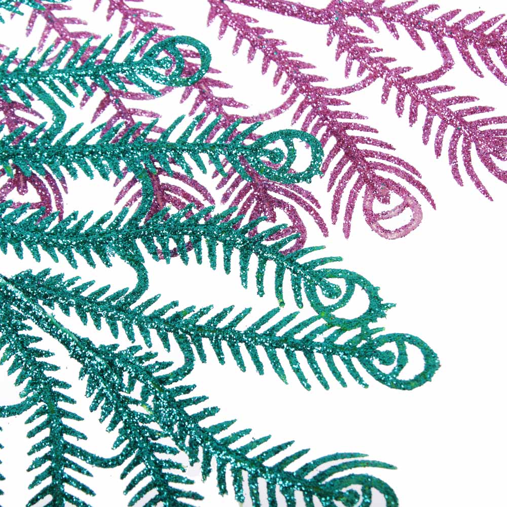 СНОУ БУМ Украшение декоративное в виде веточки с глиттером, пластик, 25х15см/34-37см, 6 видов, арт.№ 353-096