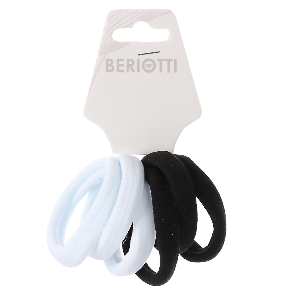 BERIOTTI Набор резинок для волос 6шт, полиэстер, d5см, черный, белый, арт.№ 316-312