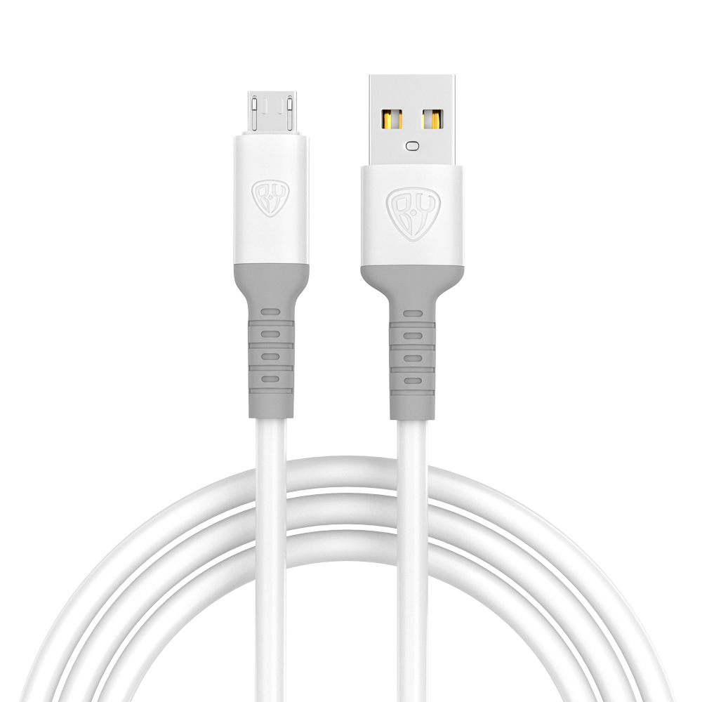 Кабель для зарядки USB(A)-microUSB BY Powerful, 1м, 3A, QC 3.0, силиконовая оплетка, белый, арт.№ 931-334