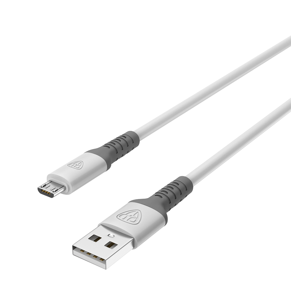 Кабель для зарядки USB(A)-microUSB BY Powerful, 1м, 3A, QC 3.0, силиконовая оплетка, белый, арт.№ 931-334
