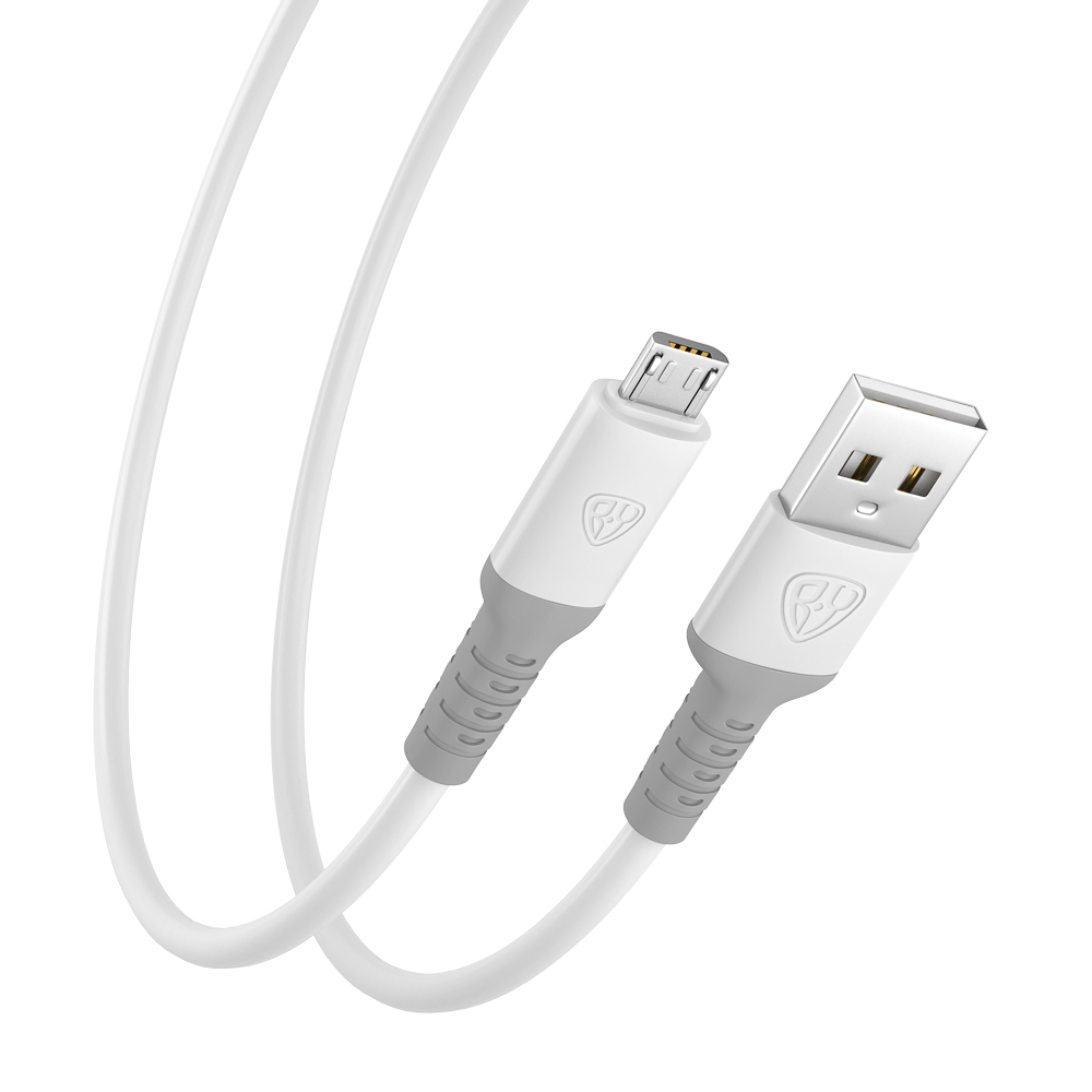 Кабель для зарядки USB(A)-microUSB BY Powerful, 1м, 3A, QC 3.0, силиконовая оплетка, белый, арт.№ 931-334