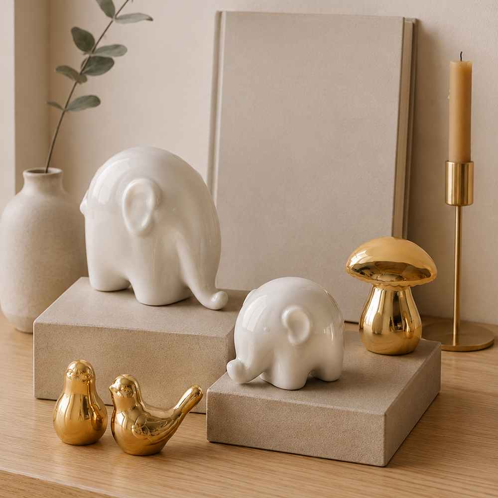 Набор фигурок декоративных тм LADECOR "Слоники" 9x5x6 см, 14x10x8 см, 2 шт, керамика, 2 цвета, арт.№ 509-932