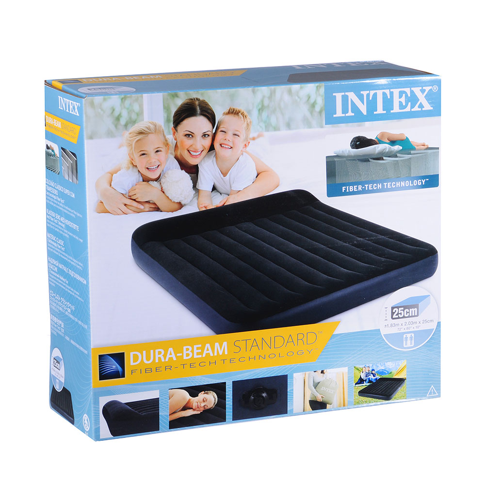 INTEX Матрас надувной PILLOW REST с подголовником, 203x183x25см, до 272кг, 64144, арт.№ 108-036