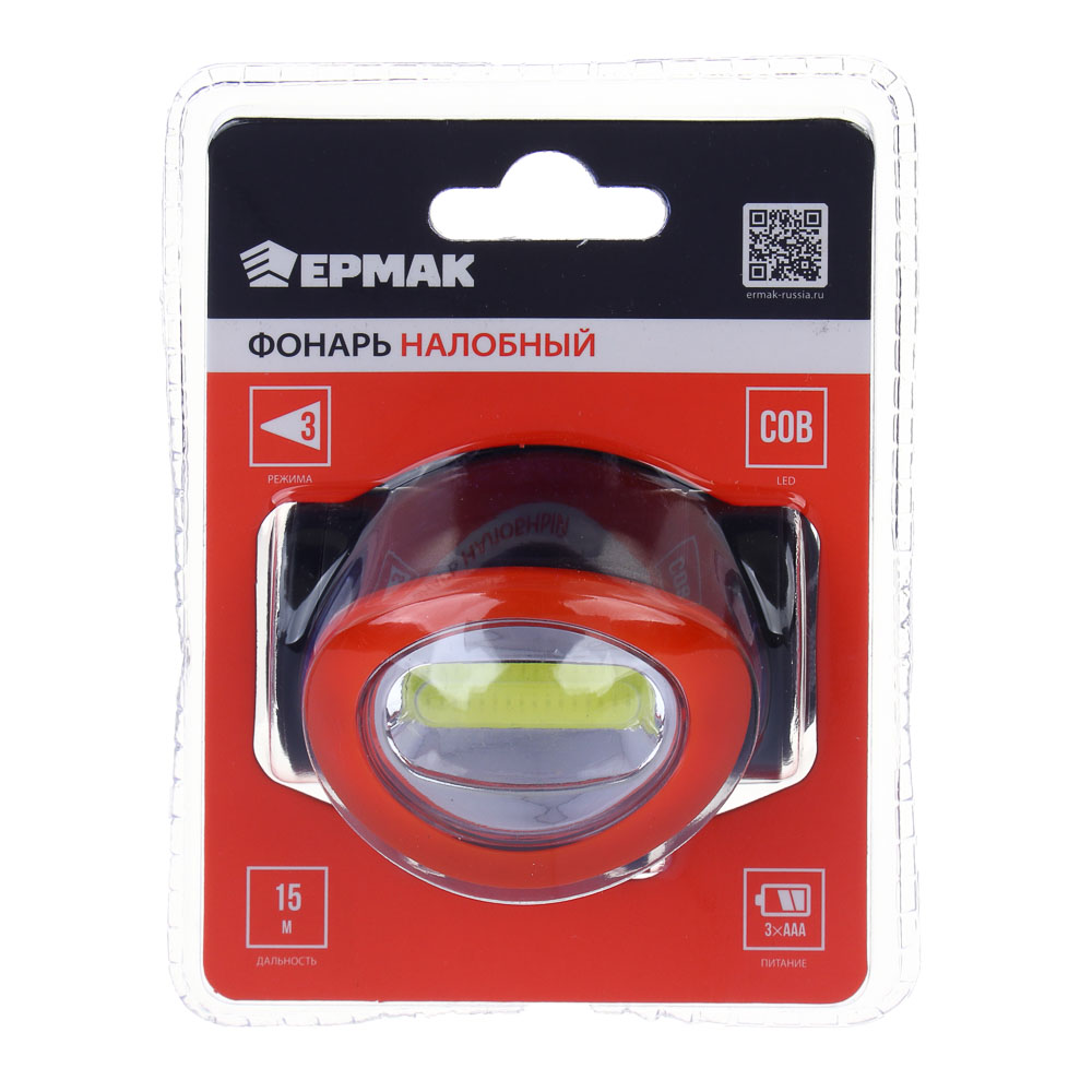 Фонарь налобный тм ЕРМАК, 5 Вт COB LED, 3xAAA, 6,8х4 см, арт.№ 198-056