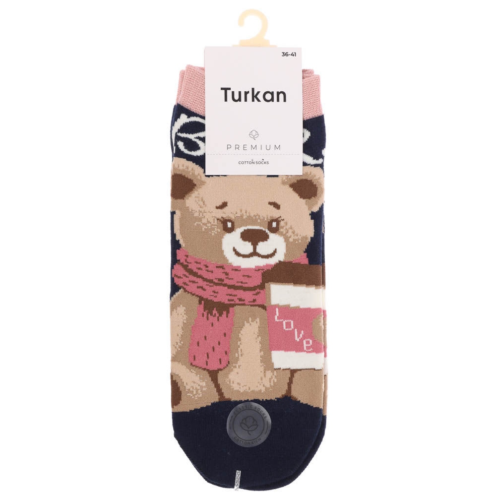 Носки универсальные с рисунком, тм Turkan, р. 36-41, 90%хлопок, 8% п/а, 2%лайкра,разноцветные, арт.№ 019-582