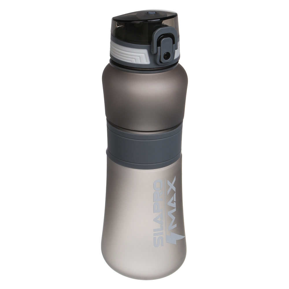 SILAPRO MAX Бутылка спортивная с замком, ULTIMATE GREY, 600мл, РС, силикон, арт.№ 088-080