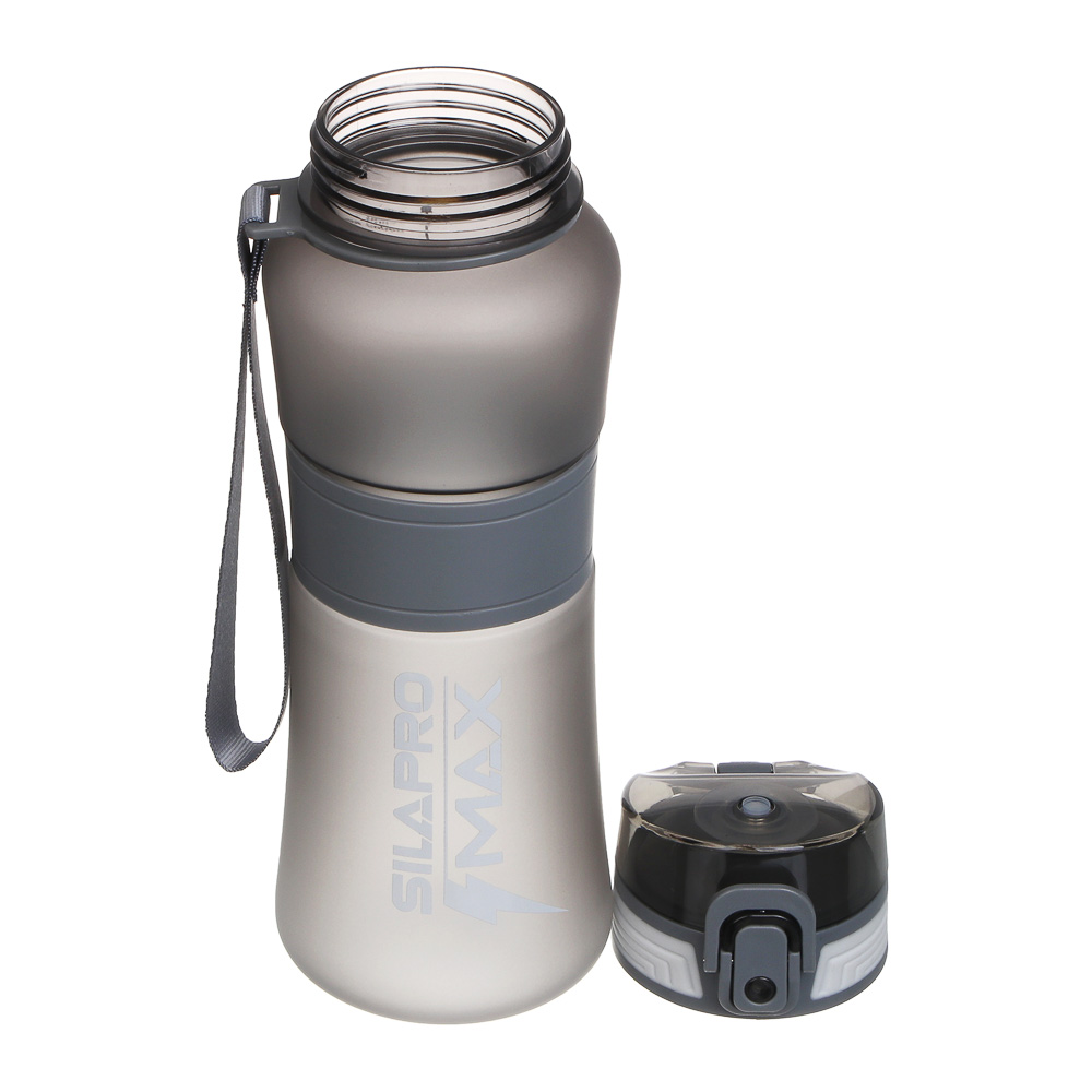 SILAPRO MAX Бутылка спортивная с замком, ULTIMATE GREY, 600мл, РС, силикон, арт.№ 088-080