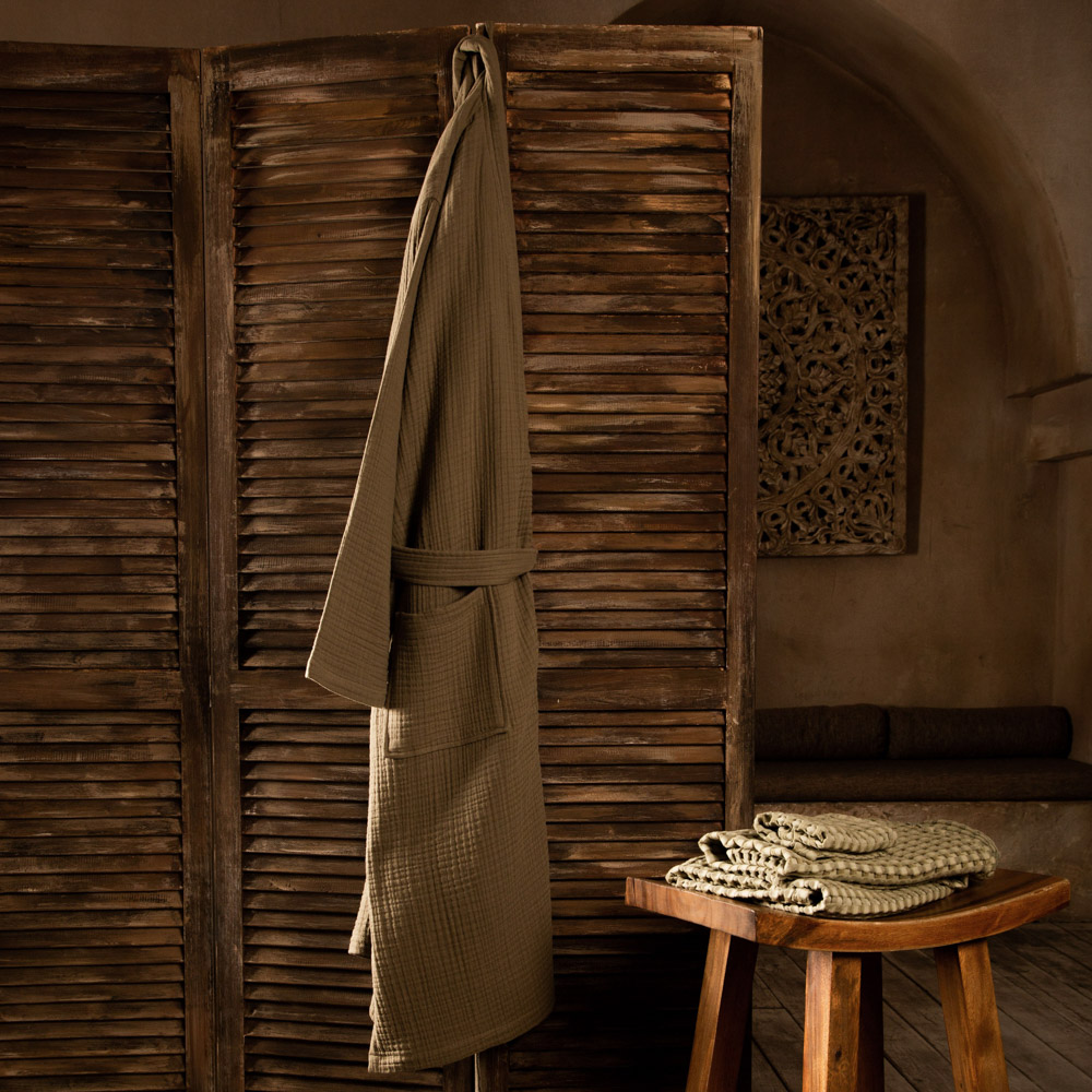 BY COLLECTION Халат женский муслиновый, one size, 100% хлопок, зеленый, арт.№ 482-617