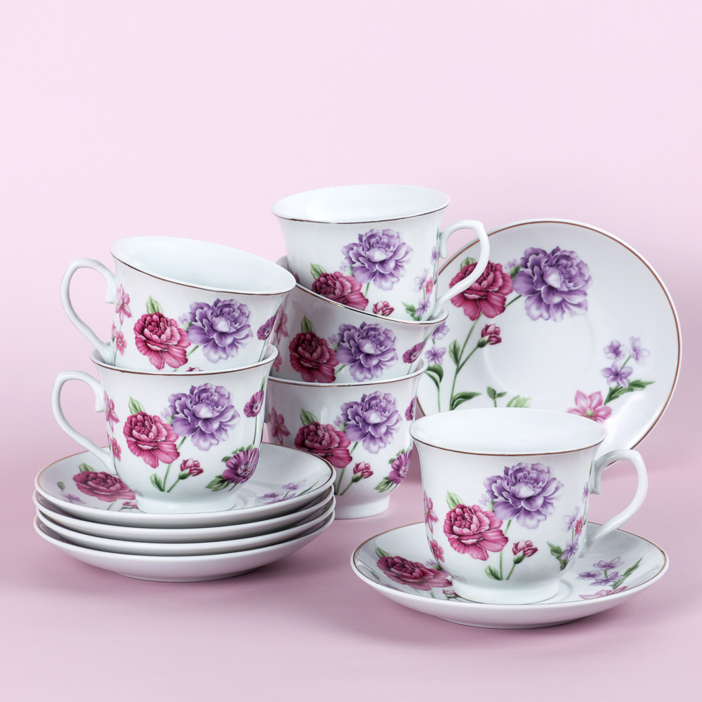 MILLIMI Полевые цветы Набор чайный 12 пр., 220мл, 14,5см, фарфор, арт.№ 802-452