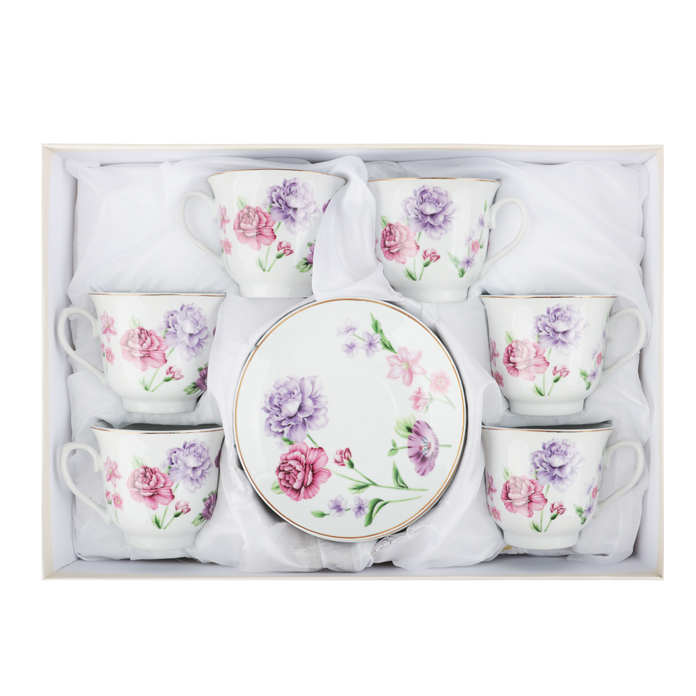 MILLIMI Полевые цветы Набор чайный 12 пр., 220мл, 14,5см, фарфор, арт.№ 802-452