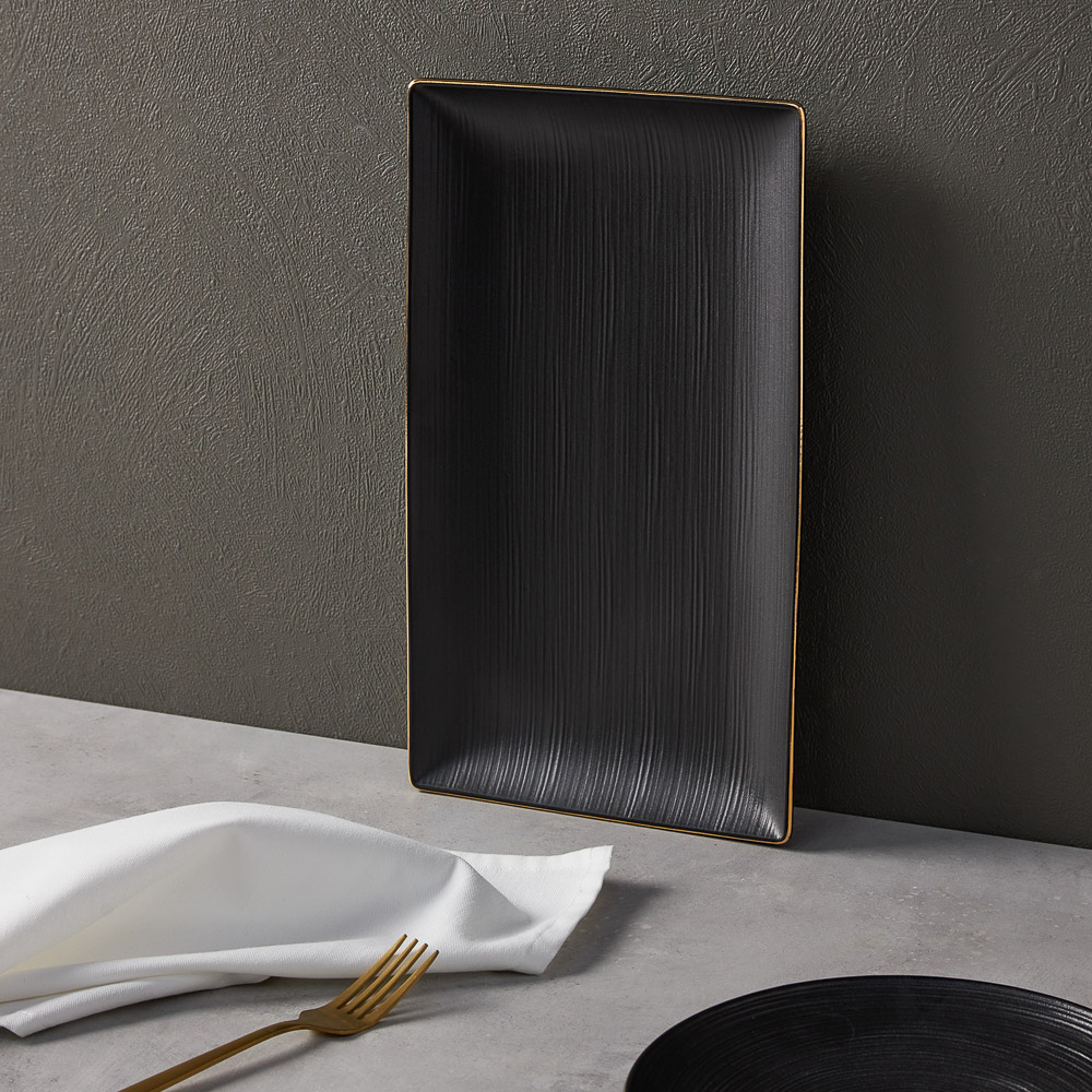 BY COLLECTION Black Line Блюдо прямоугольное, 33,5х19х2,5см, фарфор, арт.№ 816-424