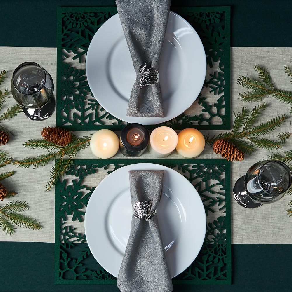 PROVANCE Асти Подставка фетровая сервировочная 2шт, 25х35см, 100% полиэстер, зеленый, арт.№ 492-124