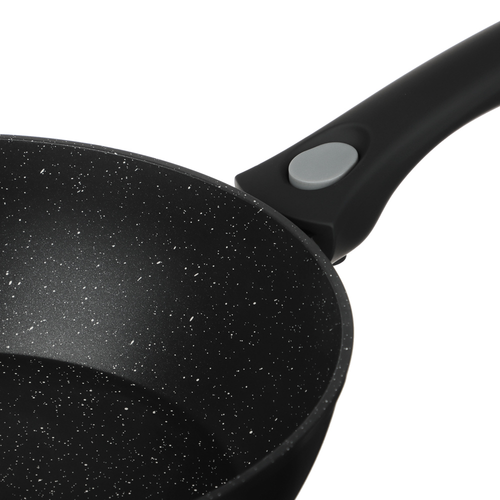 Сковорода глубокая литая тм SATOSHI Оникс с крышкой d28см, антипр.покр. мрамор, съем. ручка, индук., арт.№ 846-777