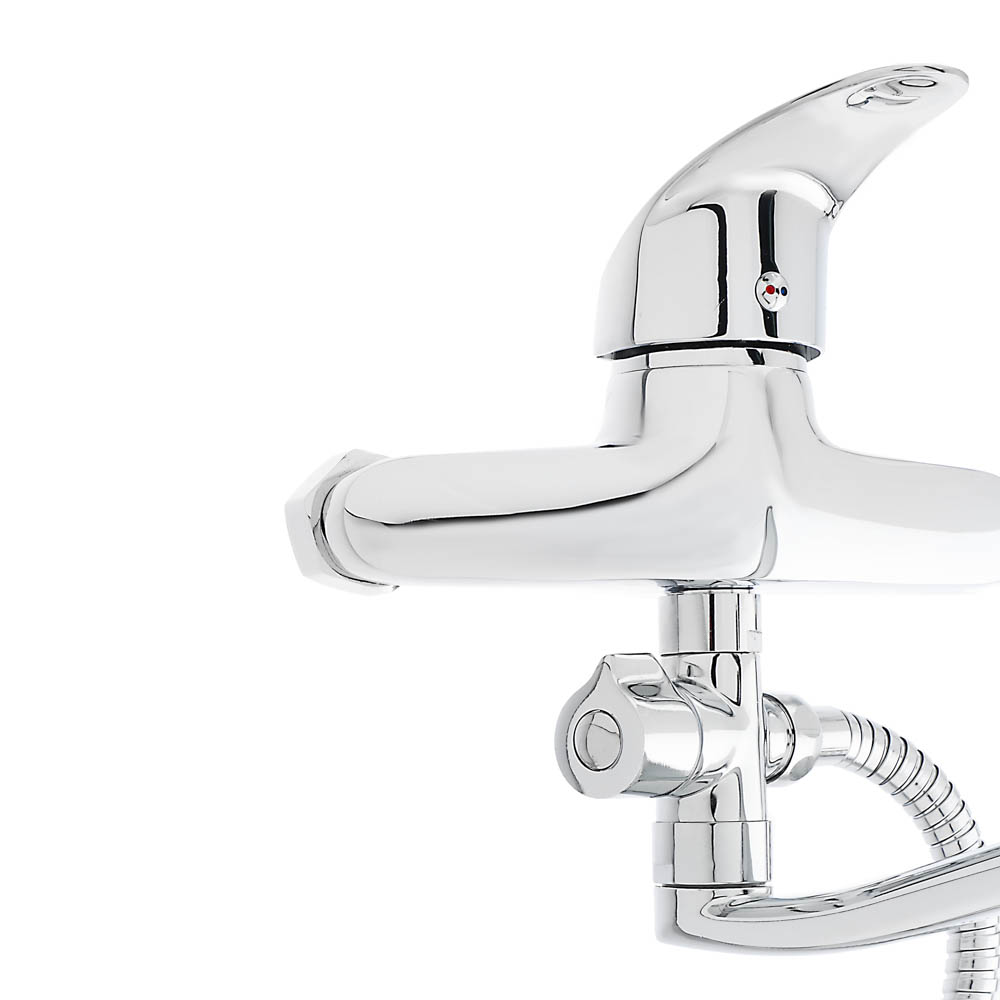 RAIN Смеситель для ванны Коралл, плоский излив 40см, душ. набор, картридж 40мм, латунь, хром, арт.№ 561-263