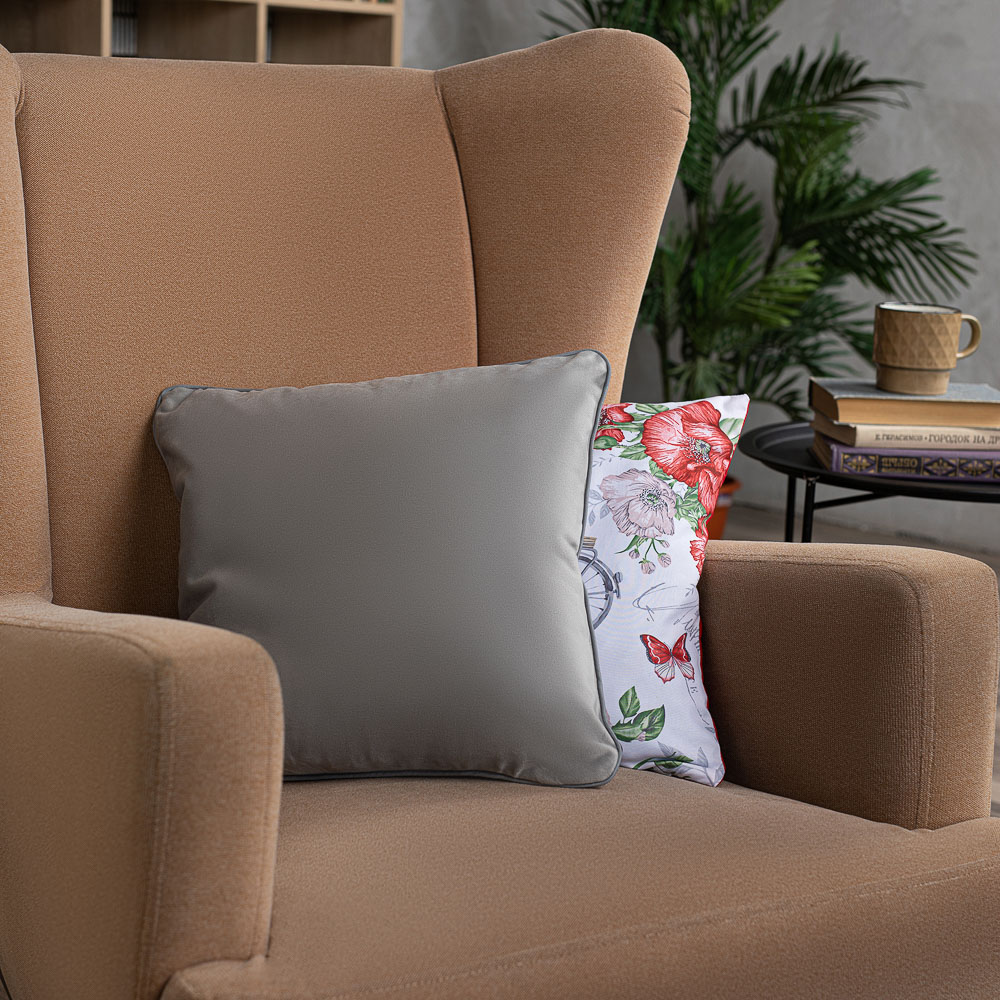 PROVANCE Маковое поле Чехол для подушки велюровый с кантом 40х40см, 100% полиэстер, арт.№ 488-088