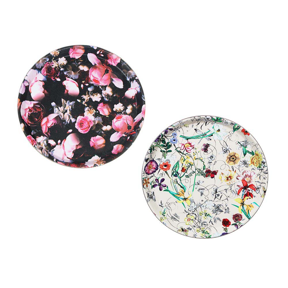 Поднос круглый с антискользящим покрытием, 27.5см, 2 дизайна, арт.№ 862-392