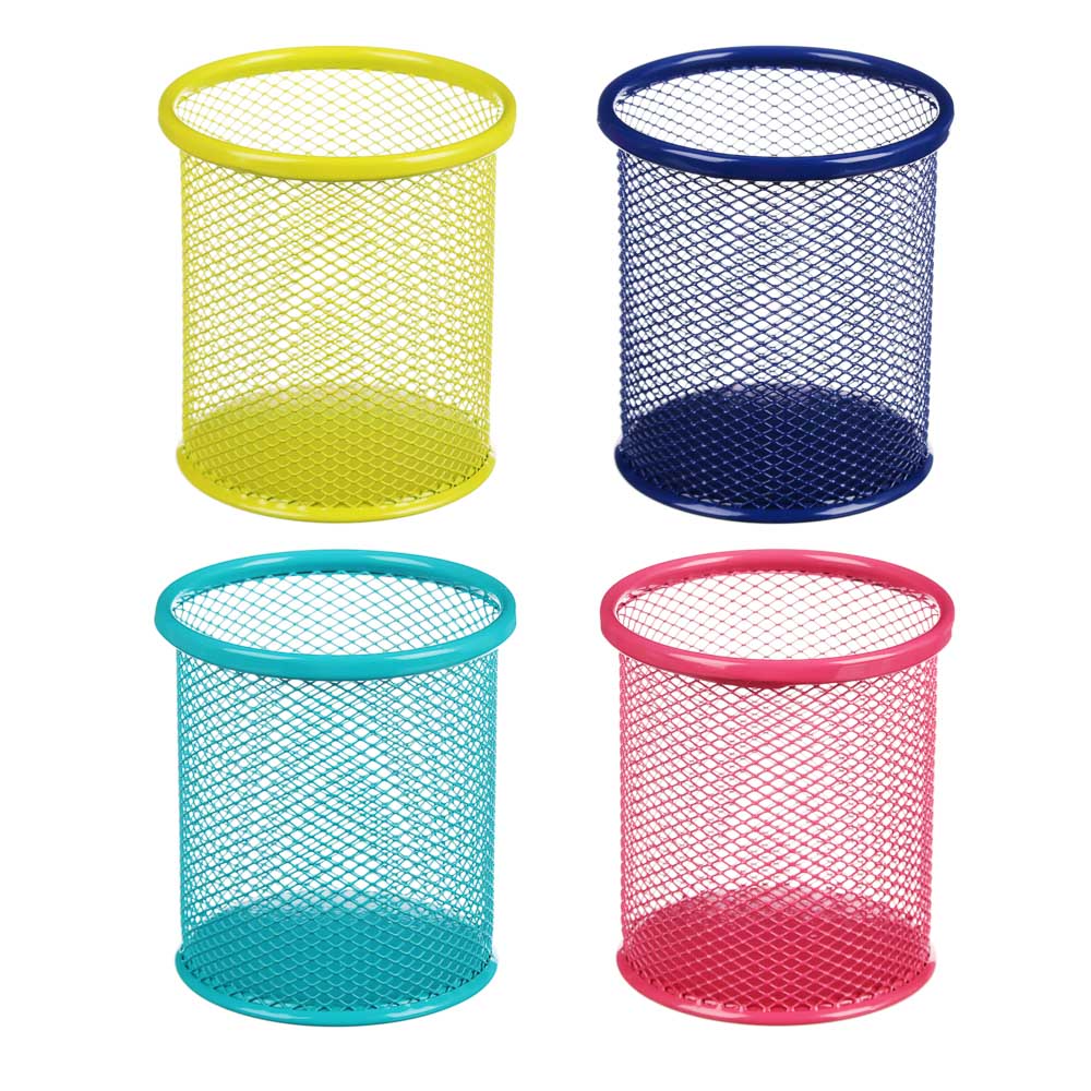 Подставка для ручек и карандашей, цилиндр 10х9х8,4см, металл, ассорти 4 цвета, арт.№ 526-513