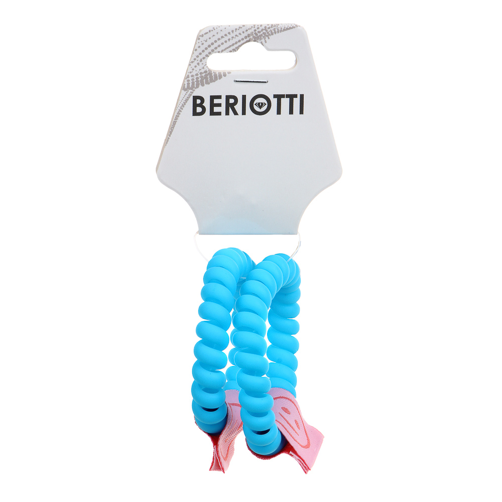 BERIOTTI Набор резинок-спиралек для волос с декором 2шт, d3,5см, полиэстер, пластик, 4 цвета, арт.№ 322-257