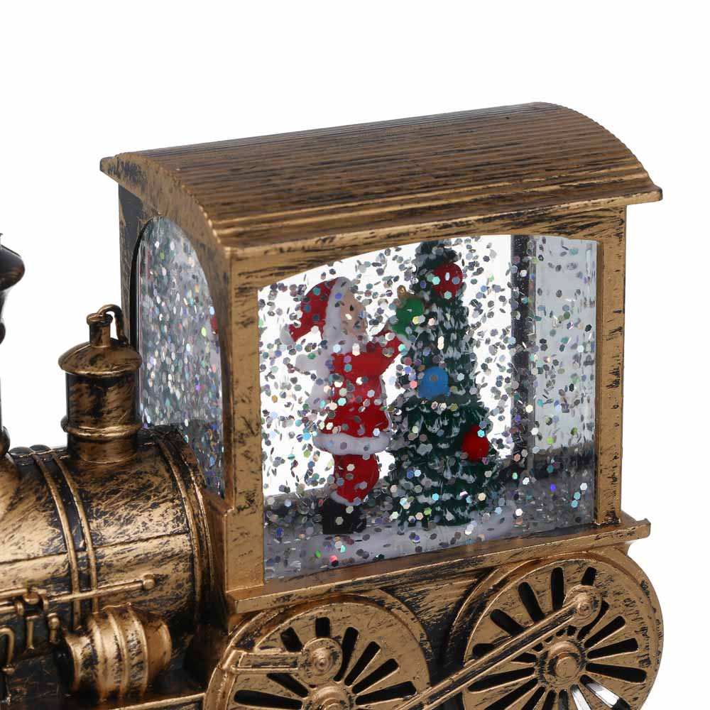 Светильник декор.LED тм СНОУ БУМ в виде паровоза со снегом, 13,5x5x8,5см, PC, ABS, вода,3хAG13,2диз., арт.№ 392-140