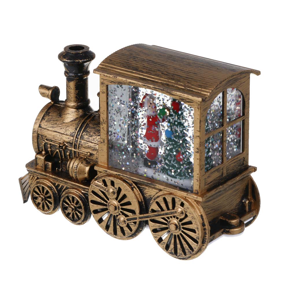Светильник декор.LED тм СНОУ БУМ в виде паровоза со снегом, 13,5x5x8,5см, PC, ABS, вода,3хAG13,2диз., арт.№ 392-140