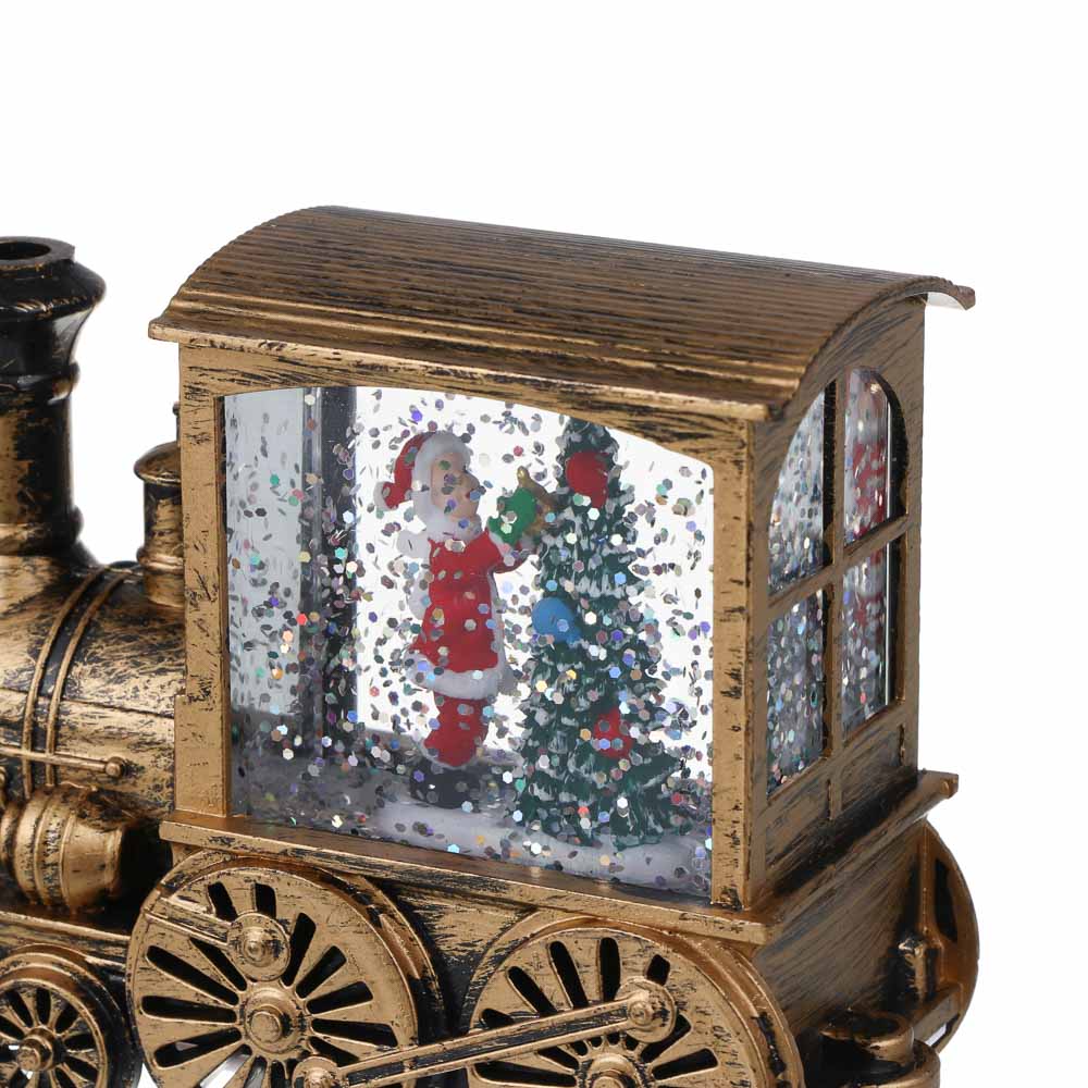 Светильник декор.LED тм СНОУ БУМ в виде паровоза со снегом, 13,5x5x8,5см, PC, ABS, вода,3хAG13,2диз., арт.№ 392-140