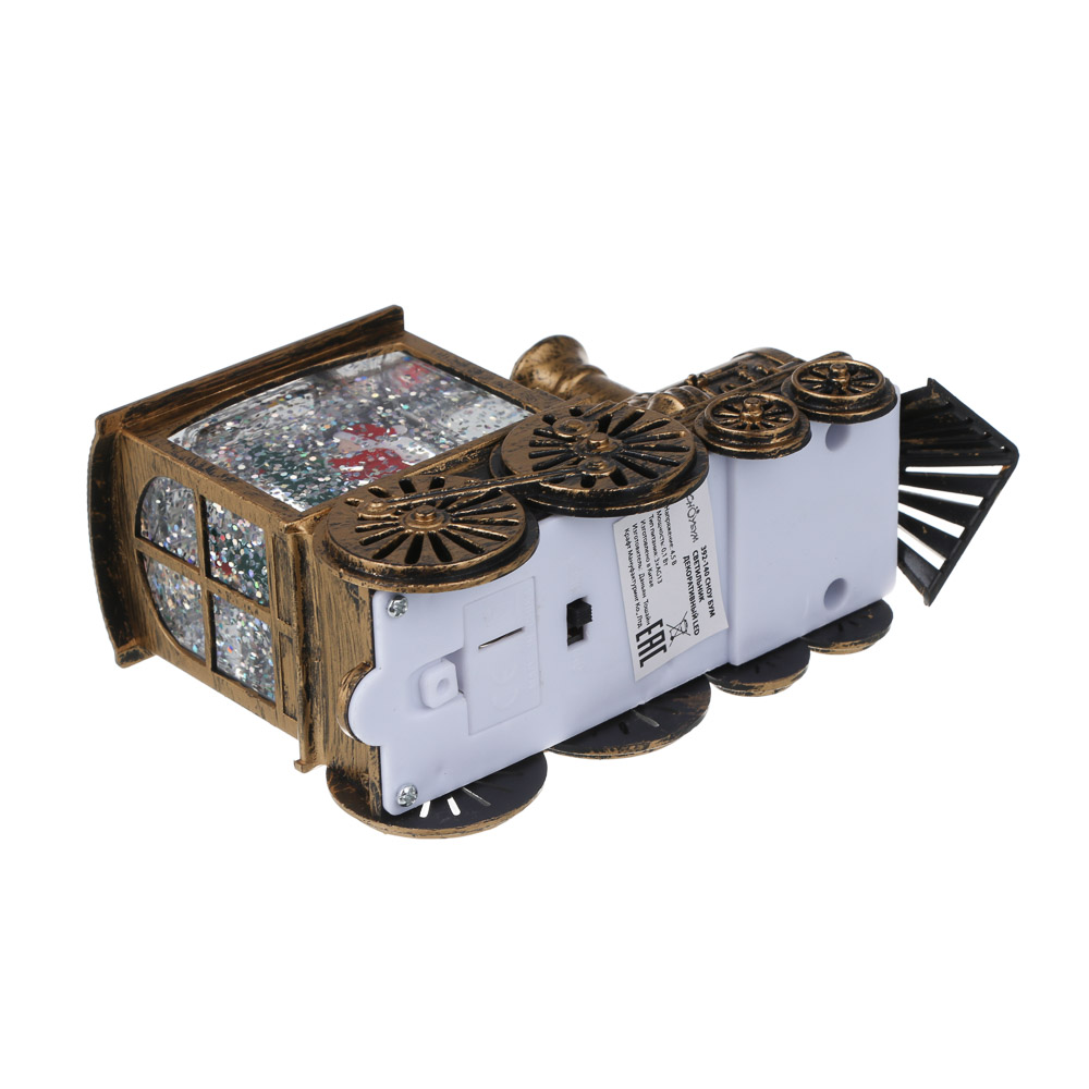 Светильник декор.LED тм СНОУ БУМ в виде паровоза со снегом, 13,5x5x8,5см, PC, ABS, вода,3хAG13,2диз., арт.№ 392-140