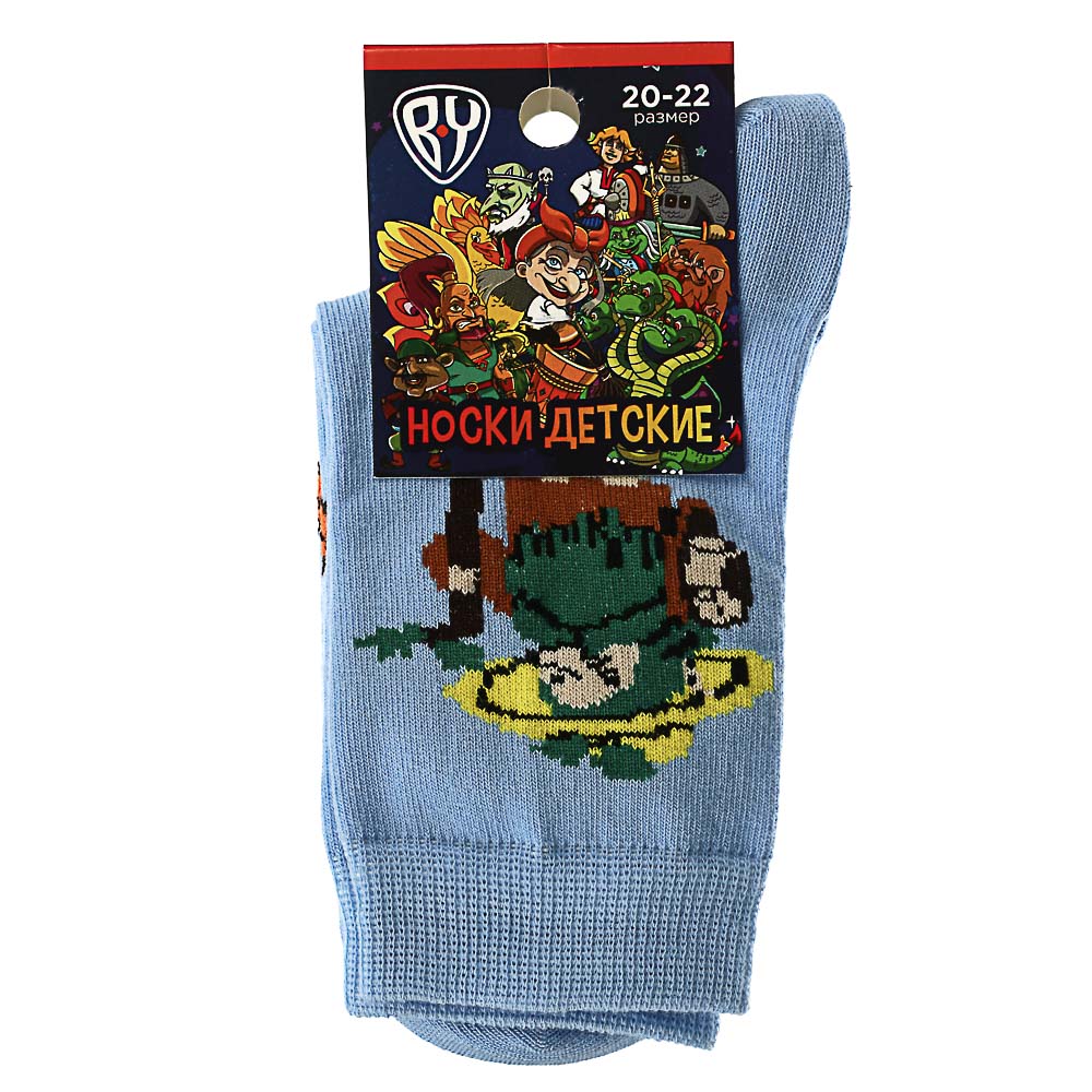 BY Сказки Носки детские с рисунком, размер 20-22, х/б-85%, ПА-12, эластан-3%, 6 видов, арт.№ 585-037