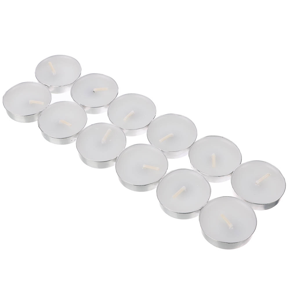 Набор ароматизированных свечей в капсулах 12шт, металл, парафин, 3 цвета, арт.№ 508-463