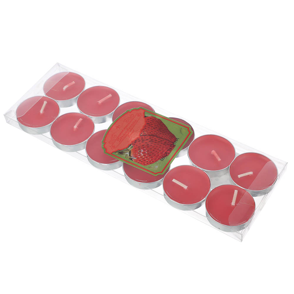 Набор ароматизированных свечей в капсулах 12шт, металл, парафин, 3 цвета, арт.№ 508-463