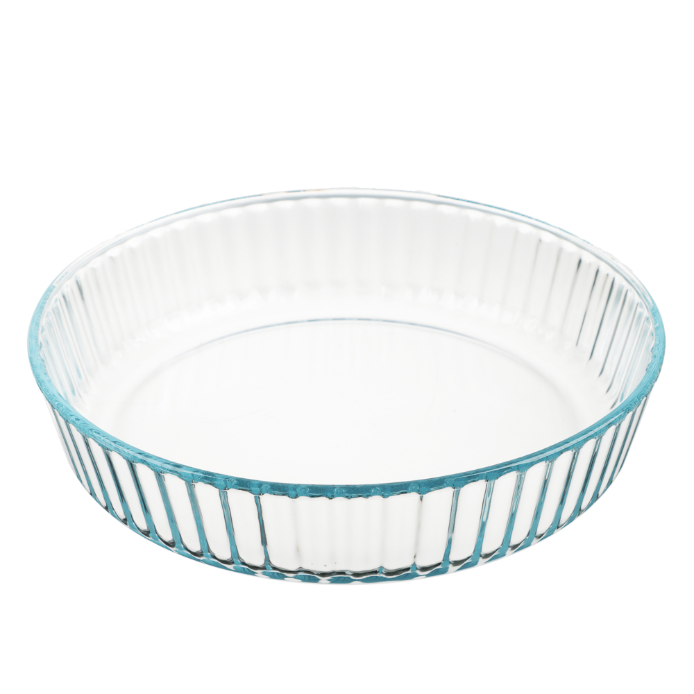 SATOSHI Форма для запекания жаропрочная круглая, стекло, 26,3х5,7см, рельефный бортик, 2,1л, арт.№ 825-009